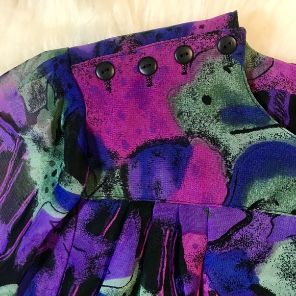 Vintage 80's Notations Artsy Retro Blouse Top LG - Picture 2 of 8